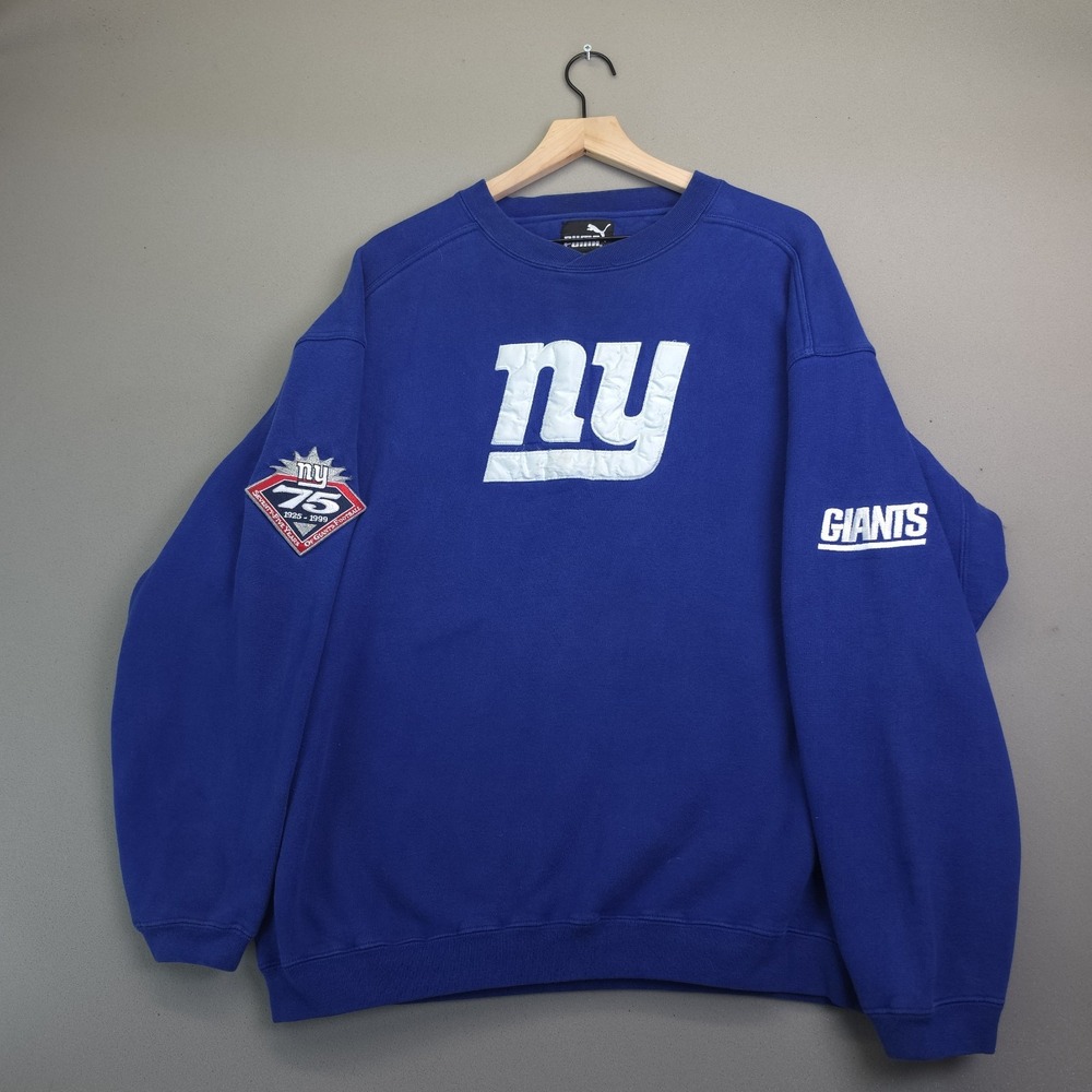 Puma New York Giants Sweatshirt Mens XL Blue NFL 75th Anniversary Crewneck VTG